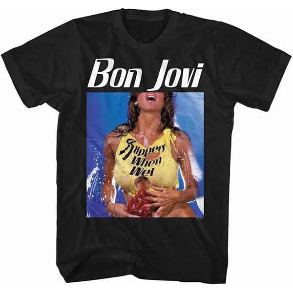 Bon Jovi ボンジョビスリップリーウェンウェットツアーヴィンテージTシャツ Slippery When Wet Vintage World Tour Black T-Shirt - Bon